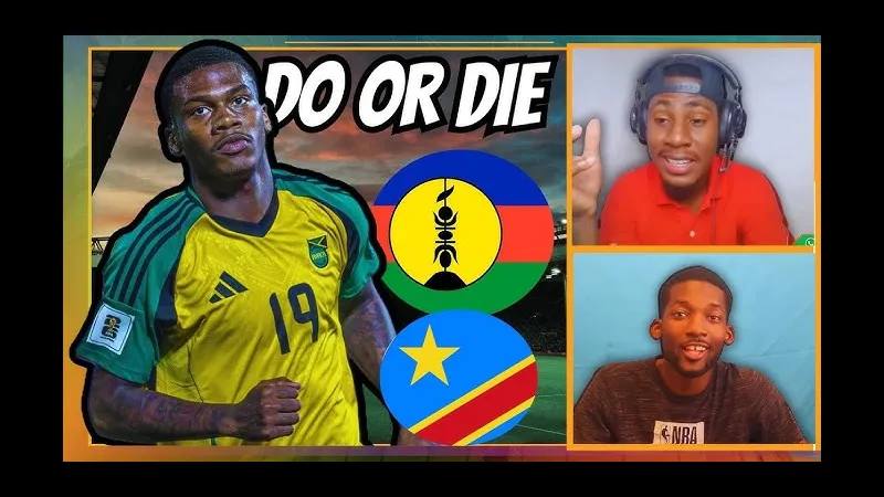 Cầu thủ New Caledonia và Jamaica đang tranh chấp bóng trên sân Cầu thủ New Caledonia và Jamaica đang tranh chấp bóng trên sân